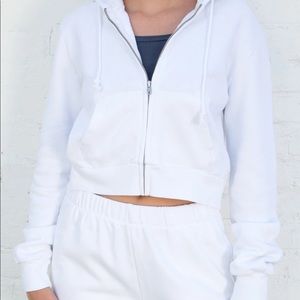 Brandy Melville, Cropped crystal hoodie, white, fits a small